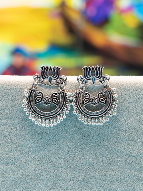 silver plated drop earring - 16607364 - Standard Image - 1