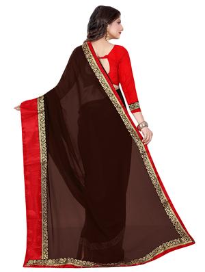 solid bordered saree with blouse - 16607392 - Standard Image - 2