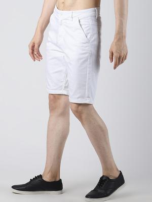 white solid denim short - 16607931 - Standard Image - 2