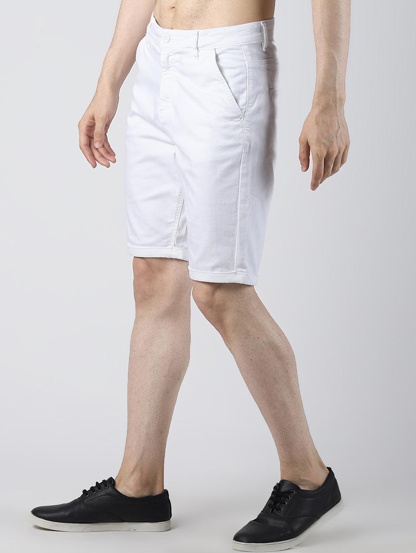 white solid denim short - 16607931 - Zoom Image - 2