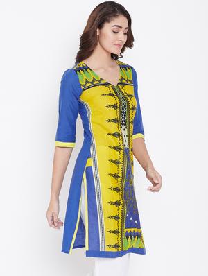 printed straight kurta - 16608035 - Standard Image - 2