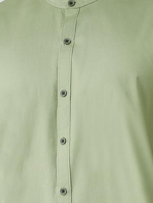 green solid casual shirt - 16608085 - Standard Image - 5
