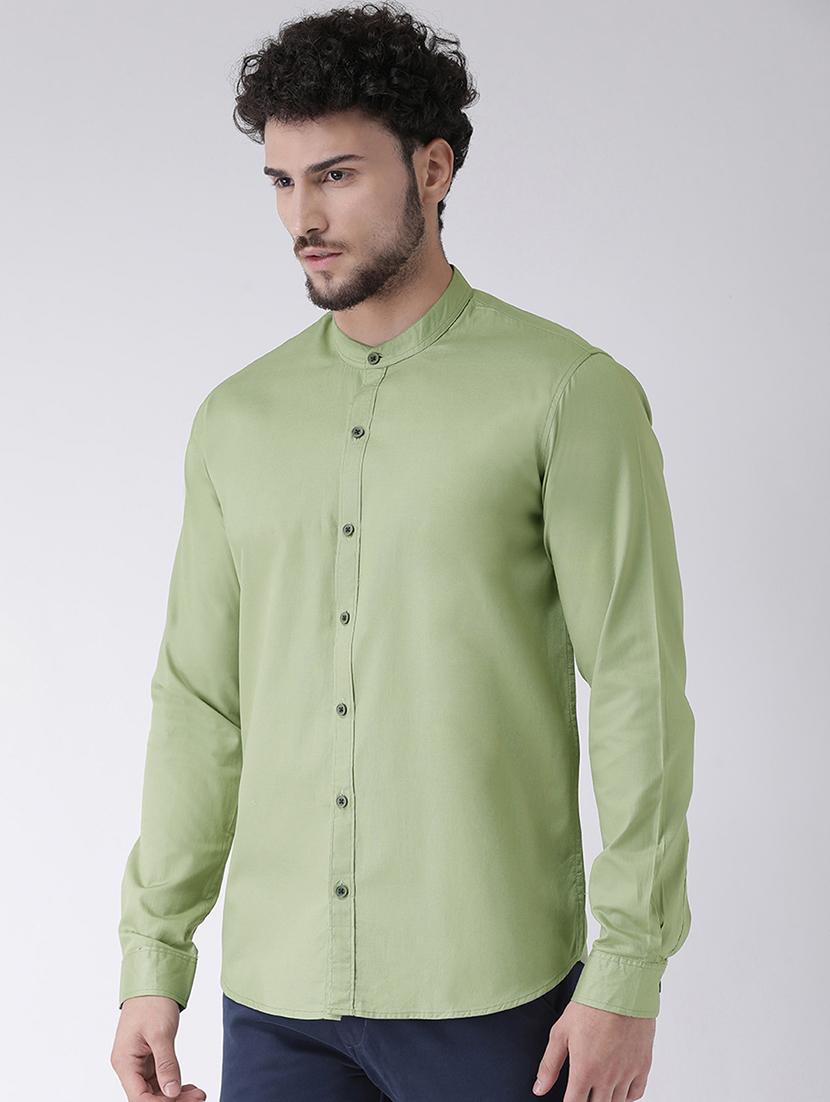 green solid casual shirt - 16608085 - Zoom Image - 2