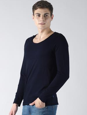 navy blue solid t-shirt - 16608353 - Standard Image - 2