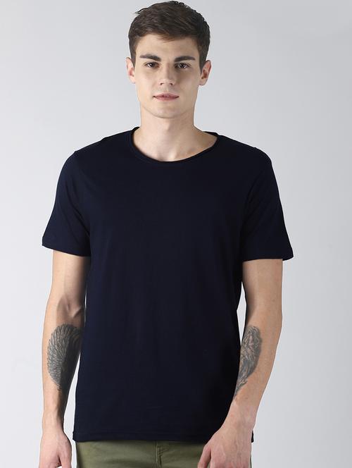navy blue solid t-shirt - 16608354 - Standard Image - 1