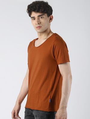 brown solid t-shirt - 16608358 - Standard Image - 2