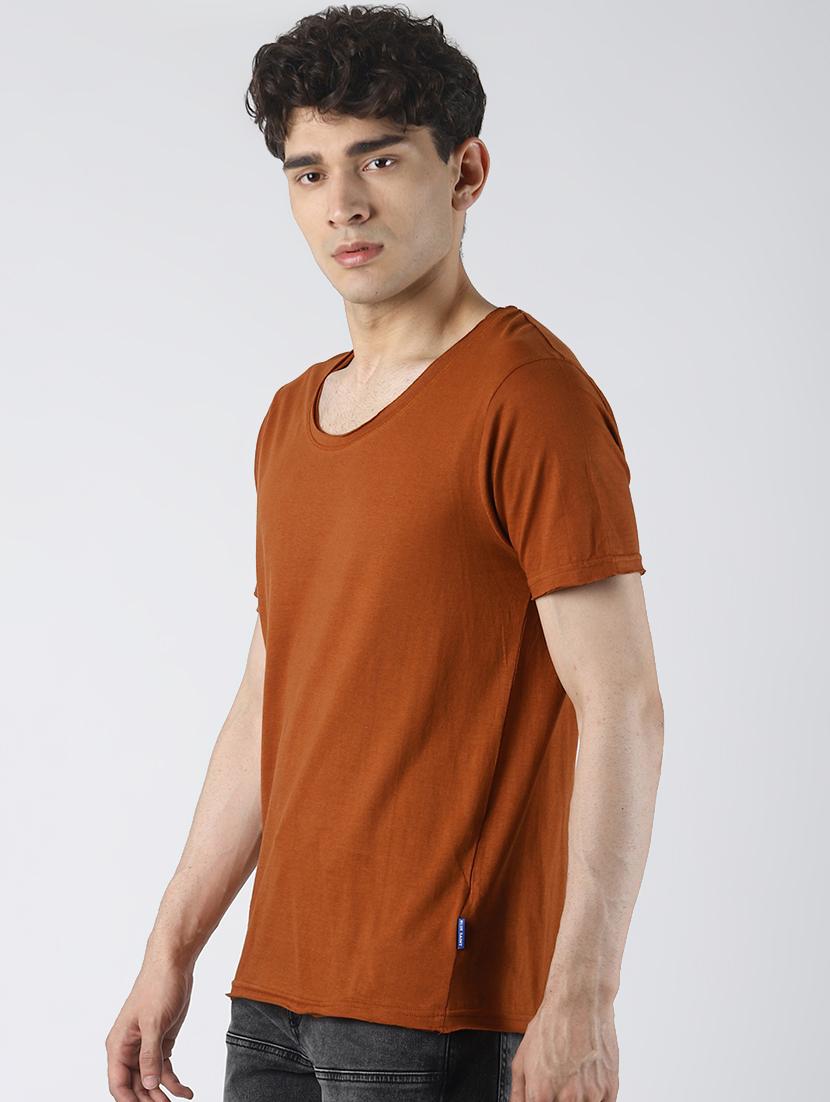brown solid t-shirt - 16608358 - Zoom Image - 2