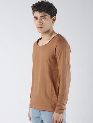 brown solid t-shirt - 16608365 - Standard Image - 2