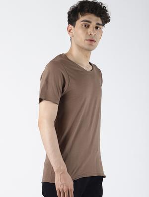brown solid t-shirt - 16608370 - Standard Image - 2
