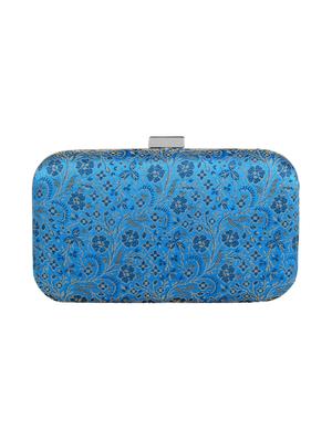 blue faux silk box clutch - 16608484 - Standard Image - 2