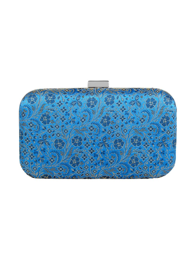 blue faux silk box clutch - 16608484 - Zoom Image - 2