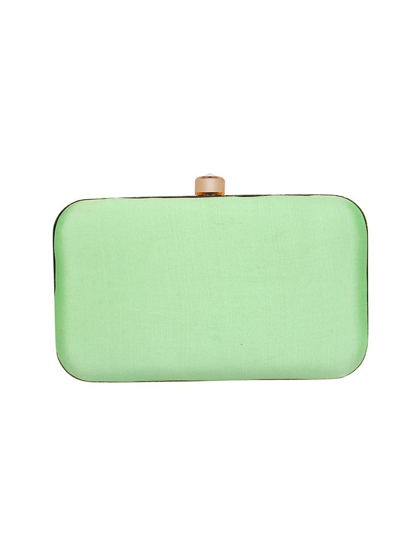 green faux silk box clutch - 16608493 - Zoom Image - 2