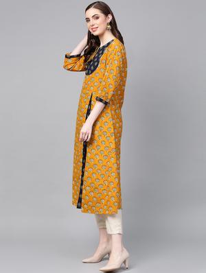 floral contrast yoke anarkali kurta - 16608516 - Standard Image - 2