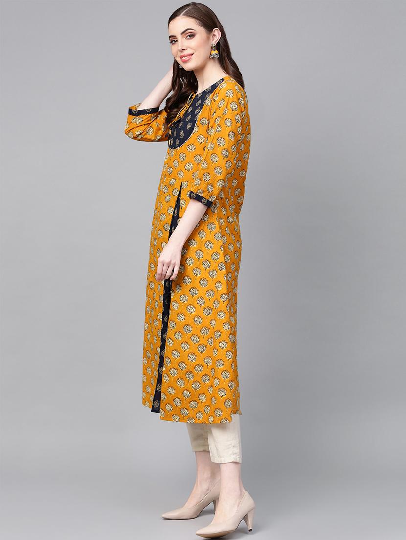 floral contrast yoke anarkali kurta - 16608516 - Zoom Image - 2