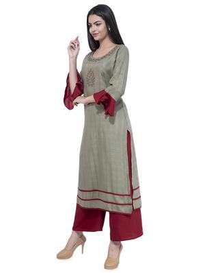embellished kurta with palazzo set - 16608783 - Standard Image - 2