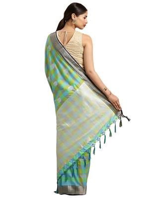 checkered kanjivaram saree with blouse - 16608815 - Standard Image - 2