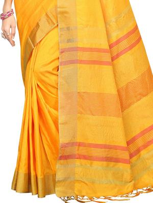 solid woven saree with blouse - 16608921 - Standard Image - 2
