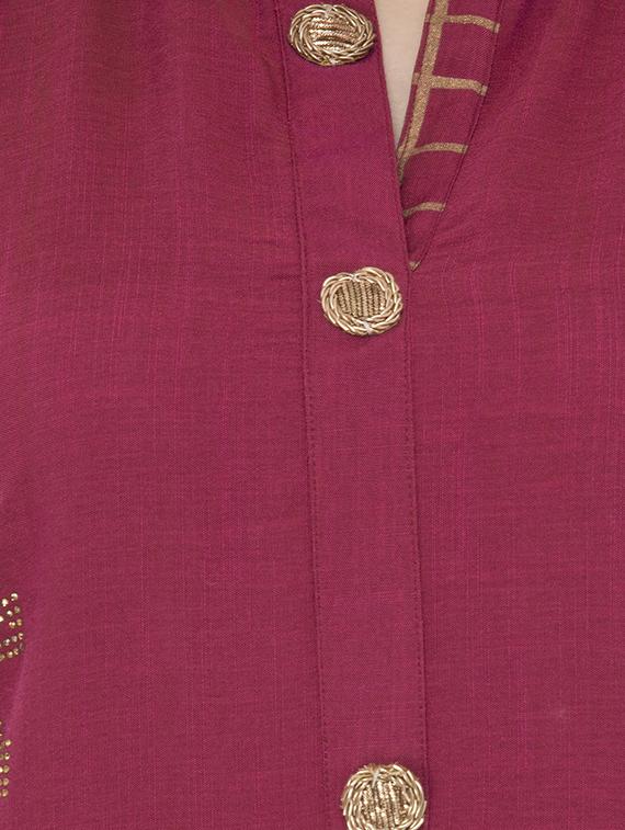 foil printed kurta palazzo with dupatta set - 16609033 - Zoom Image - 5