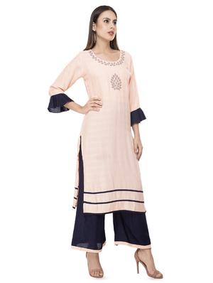 swarovski solid kurta with palazzo set - 16609034 - Standard Image - 2