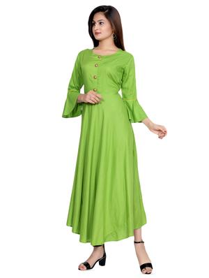 solid flared ethnic dress - 16609528 - Standard Image - 2