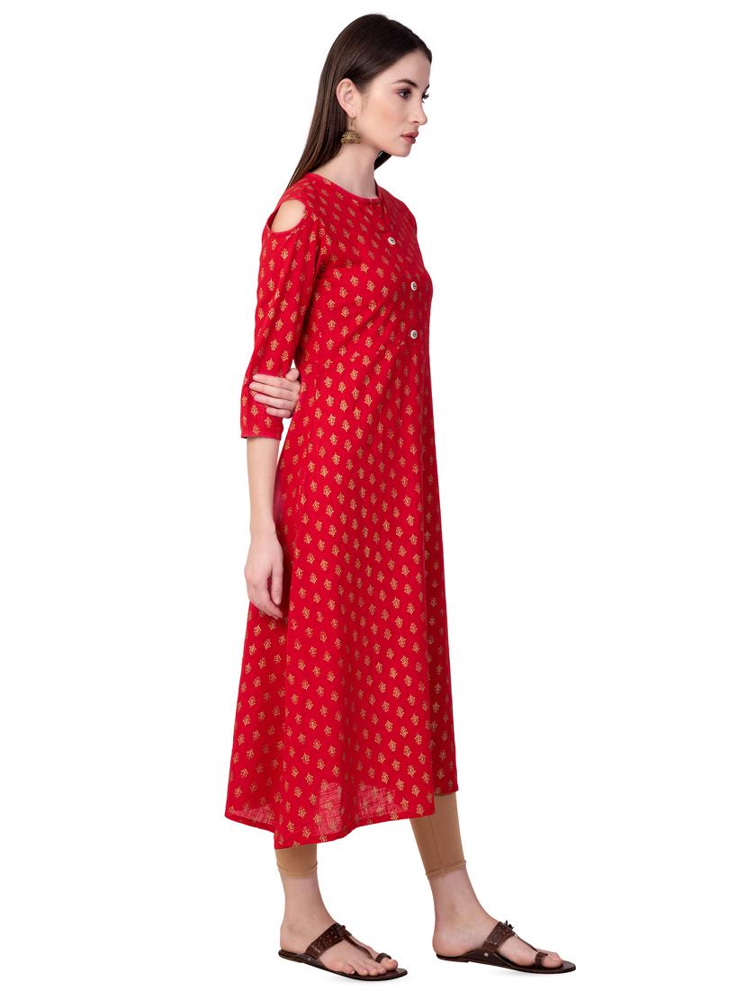 block printed a-line kurta - 16609556 - Zoom Image - 2