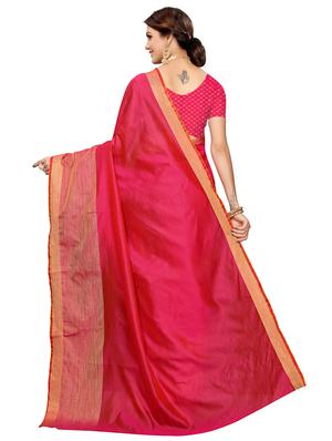 solid bordered saree with blouse - 16609836 - Standard Image - 2