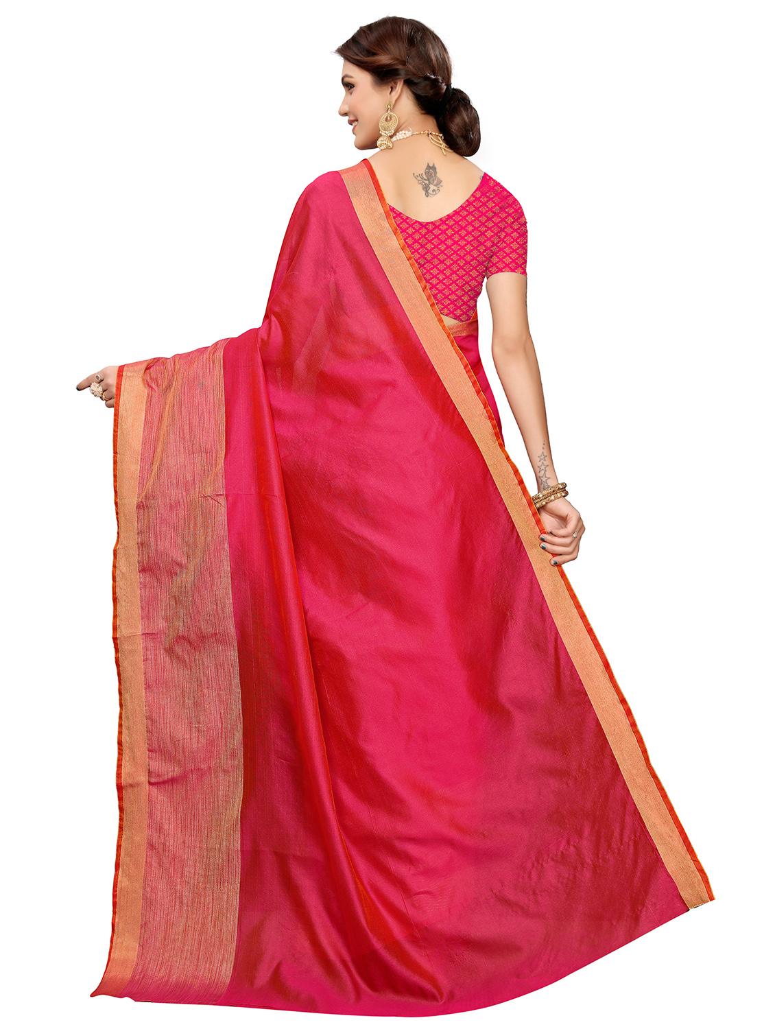 solid bordered saree with blouse - 16609836 - Zoom Image - 2