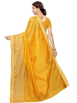 solid bordered saree with blouse - 16609839 - Standard Image - 2