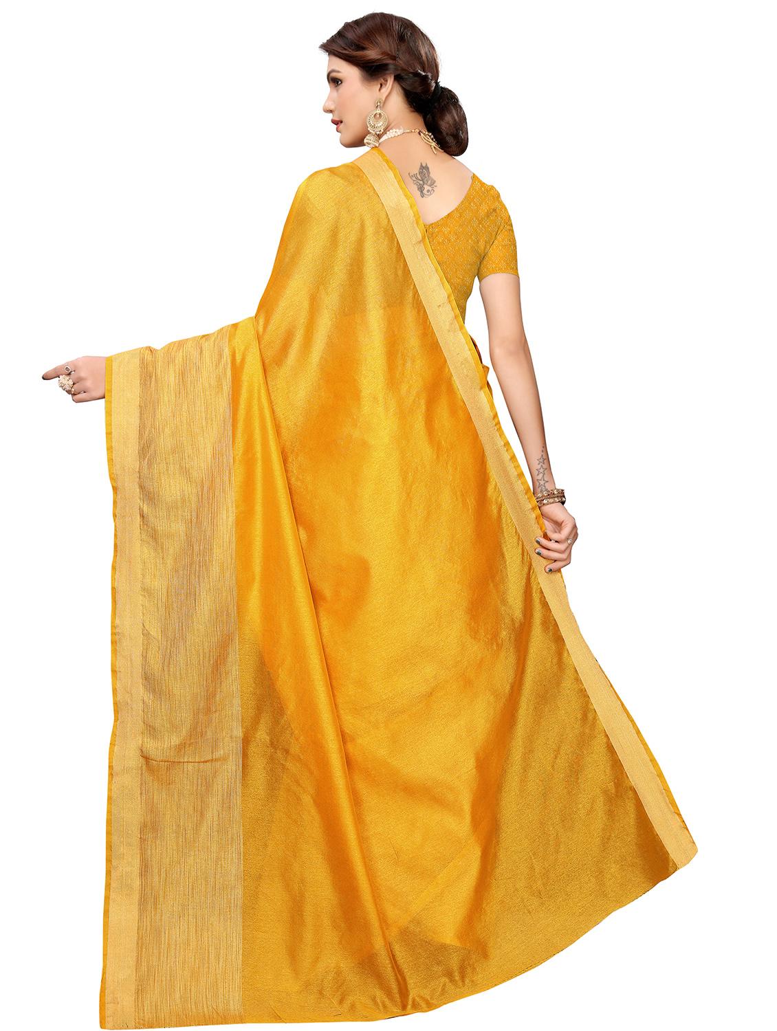 solid bordered saree with blouse - 16609839 - Zoom Image - 2