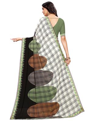 geometric printed saree with blouse - 16610935 - Standard Image - 2