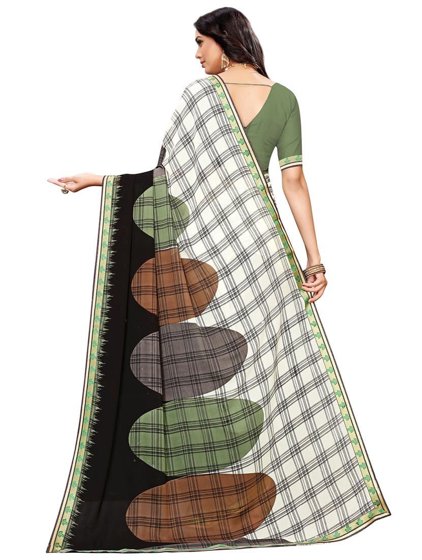 geometric printed saree with blouse - 16610935 - Zoom Image - 2