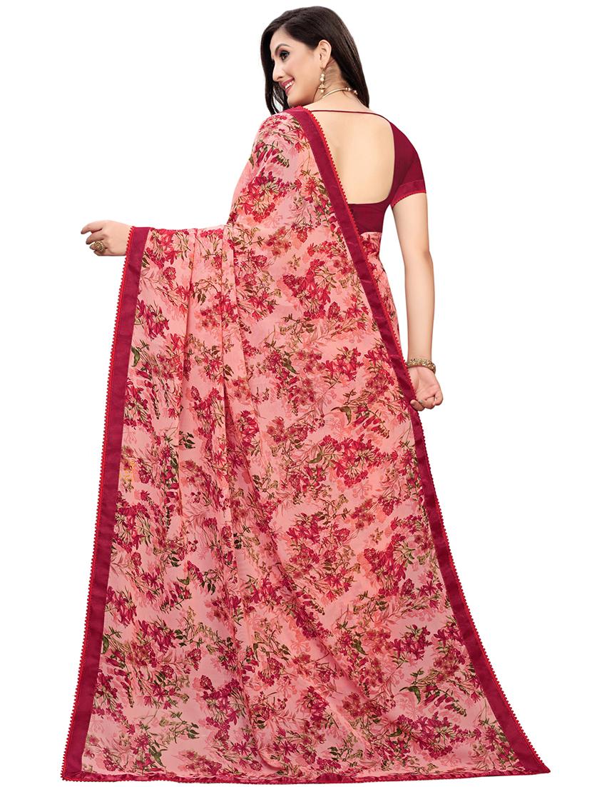 floral printed saree with blouse - 16610963 - Zoom Image - 2