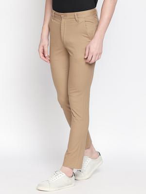 beige solid chinos - 16611387 - Standard Image - 2