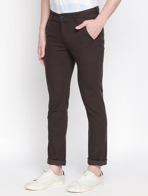 brown solid chinos - 16611394 - Standard Image - 2