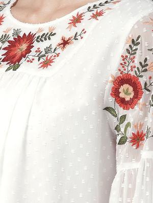 embroidered detail dobby top - 16611891 - Standard Image - 5