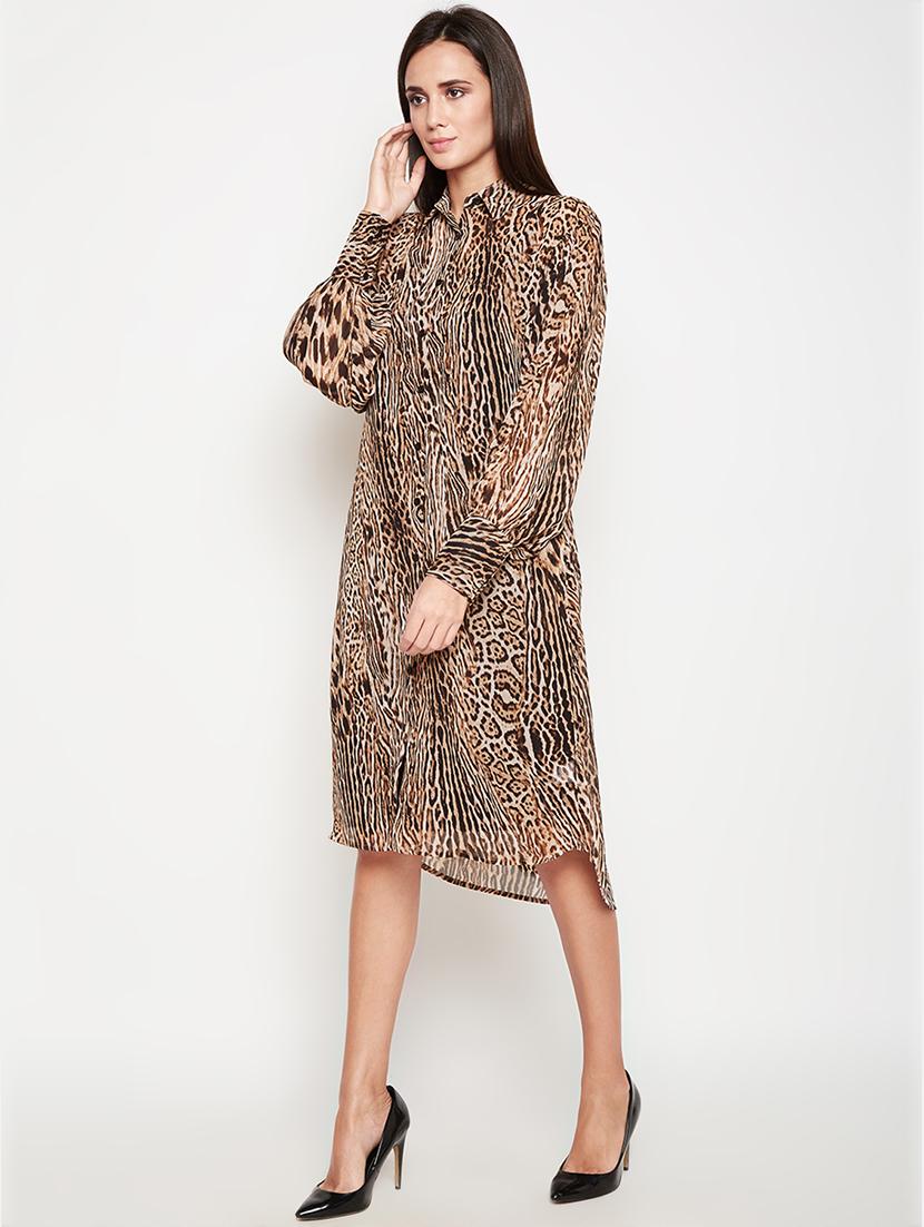 bishop sleeved animal printed shift dress - 16611935 - Zoom Image - 2