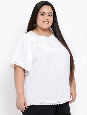 square neck lace detail plus top - 16611981 - Standard Image - 2