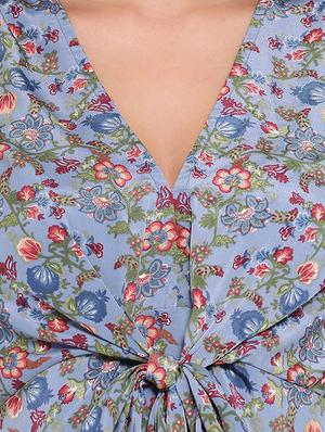 tie knot floral bishop sleeved top - 16611998 - Standard Image - 5