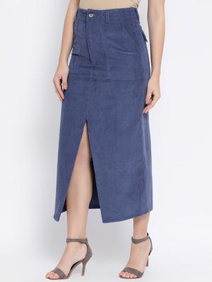 high rise denim a-line skirt - 16612021 - Standard Image - 2