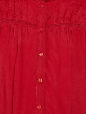 bishop sleeved lace detail shirt - 16612026 - Standard Image - 5