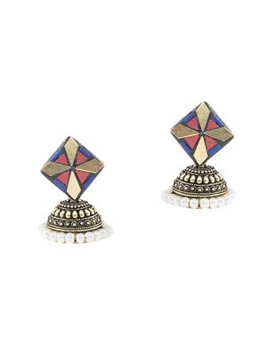 multi colored brass jhumka earring - 16613627 - Standard Image - 2