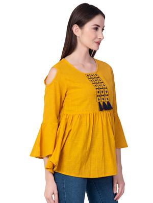 embroidered detail cold shoulder top - 16613635 - Standard Image - 2