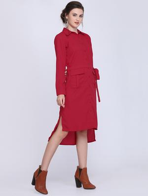 tie front high low shirt dress - 16613807 - Standard Image - 2