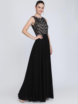 boat neck floral laced maxi gown - 16613827 - Standard Image - 2