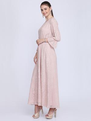 flute sleeved floral laced maxi dress - 16613828 - Standard Image - 2