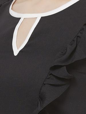 keyhole neck ruffle detail top - 16614101 - Standard Image - 5