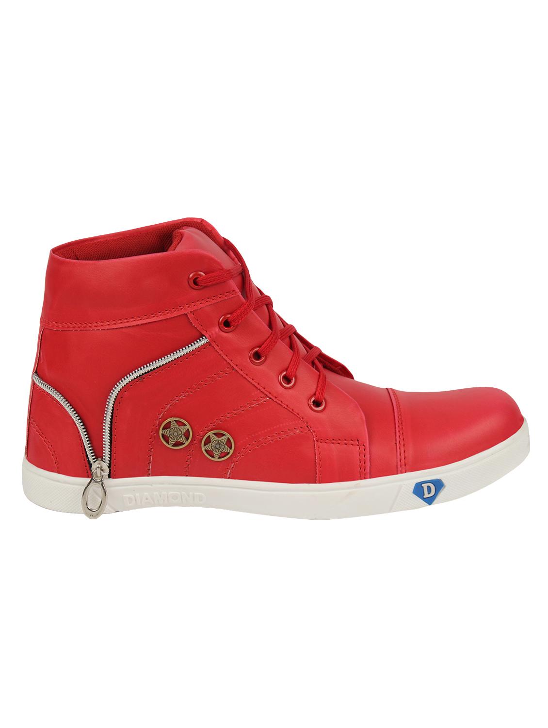 red leatherette lace up sneakers - 16614137 - Zoom Image - 2