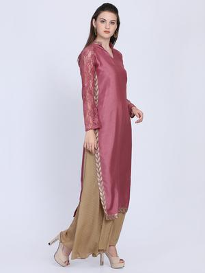 solid silk straight kurta - 16614308 - Standard Image - 2