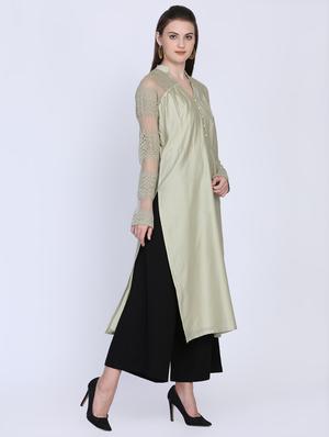 solid straight kurta - 16614320 - Standard Image - 2
