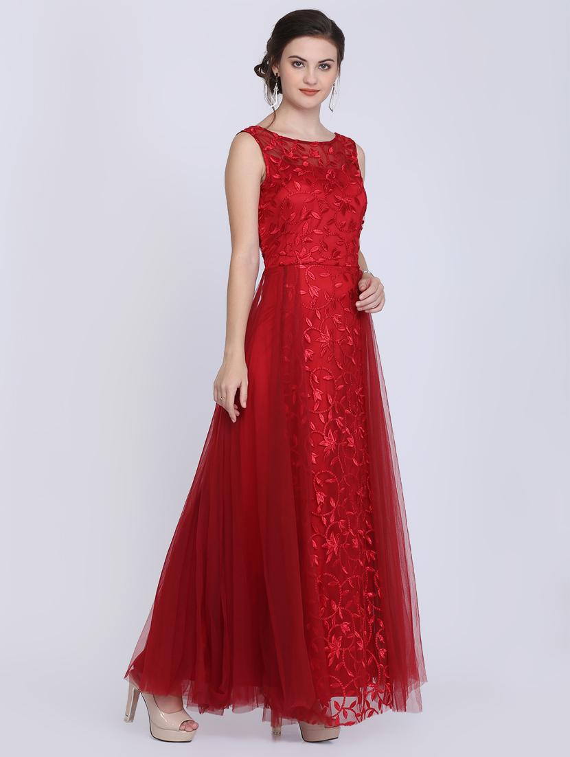 embroidered net flared gown - 16614348 - Zoom Image - 2